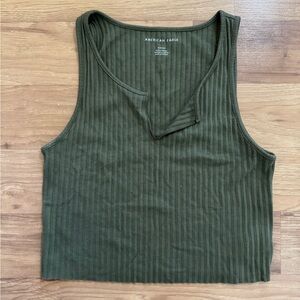 American Eagle Outfitters Dark Green Ribbed Tank Top